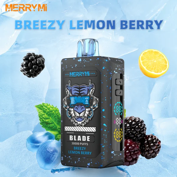 Jednorazowy e-papieros Blade 30K smak Breezy Lemon Berry (cytryna z owocami leśnymi).
