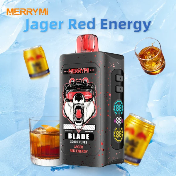 Jednorazowy e-papieros Blade 30K smak Jager Red Energy (ziołowy energetyk).