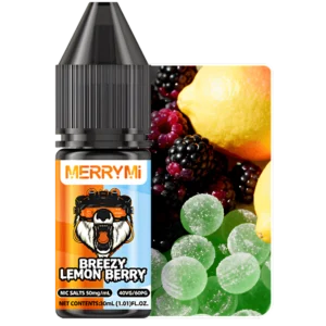 E-liquid Breezy Lemon Berry 30ml 5%. Owocowy płyn do e-papierosa łączący cytrynę i owoce leśne z delikatnym chłodem.