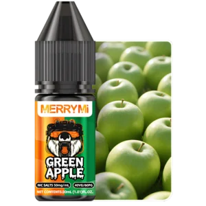 Butelka e-liquidu Green Apple 30ml 5%. Płyn do e-papierosów o smaku chrupkiego, kwaśnego zielonego jabłka.