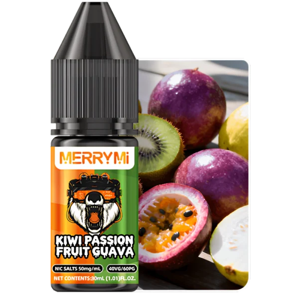 E-liquid Kiwi Passion Fruit Guava 30ml o mocy 5%. Tropikalny płyn do e-papierosa: kiwi, marakuja i guawa.