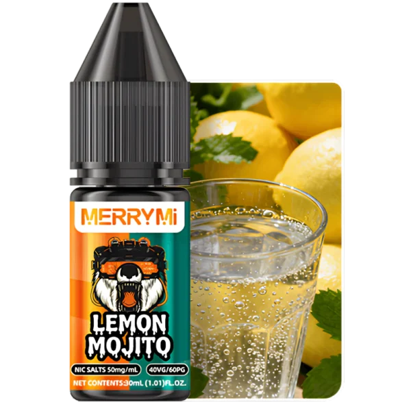 Butelka e-liquidu Lemon Mojito 30ml 5%. Orzeźwiający płyn do e-papierosów o smaku drinka mojito z cytryną i miętą.